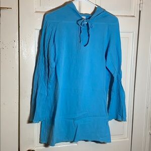 Soft as a Grape Blue hooded long sleeve shirt size Large